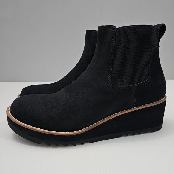 NEW Eileen Fisher Luv Ankle Bootie Wedge Chelsea Black Leather Womens Size 6 - Picture 1 of 13